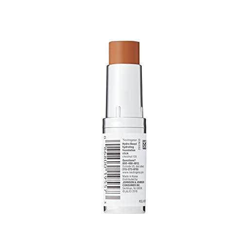 Neutrogena Hydro Boost Hydrating Foundation Stick with Hyaluronic Acid, Oil-Free & Non-Comedogenic Moisturizing Makeup for Smooth Coverage & Radiant-Looking Skin, Chestnut, 0.29 oz