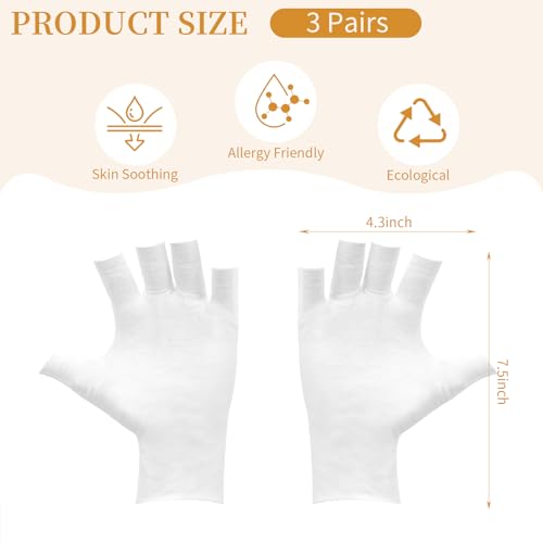 Clofiak 100% Cotton White Fingerless Gloves for Eczema & Moisturizing (3 Pairs)