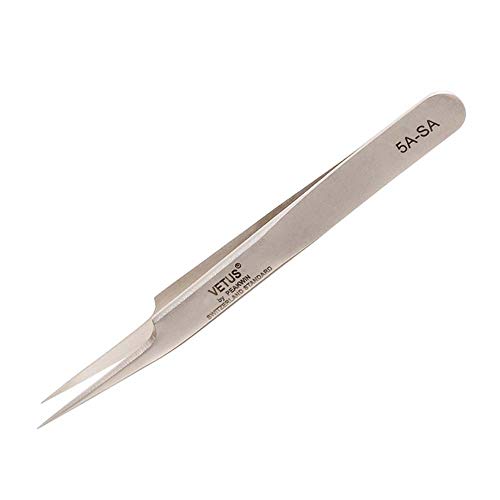 Vetus Tweezer Stainless Steel Non-magnetic Curved Pointed Tip Precision Eyelash Eyebrow Extensions Lashing Tool (5a-sa)
