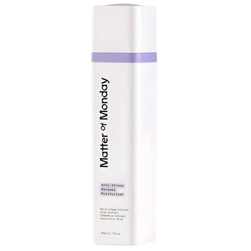 Anti-Stress Renewal Moisturizer - Hydrating Face Cream with Hyaluronic Acid, Microalgae & Aloe - Fragrance Free Moisturizer for Sensitive Skin, 1.7 oz