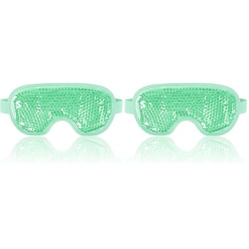 NEWGO Cooling Eye Mask for Puffy Eyes, Cold Eye Mask Eye Ice Pack for After Eyes Surgery, Tension Stress Relief, Itchy Eyes, Headaches, Dark Circles - Blue (Green) (Pack of 2)