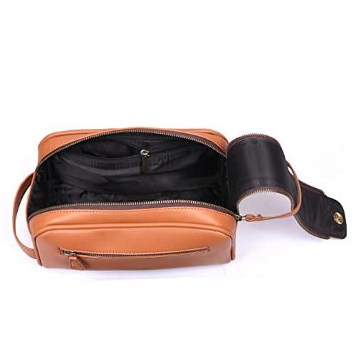 Leather Toiletry Travel Pouch Faux Leather Waterproof Dopp Kit By Aaron Leather Goods