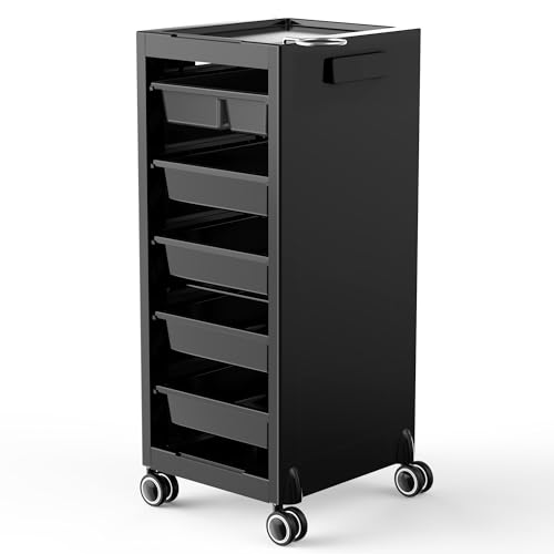 Salon Rolling Cart with 5 Drawers & Dryer Holder