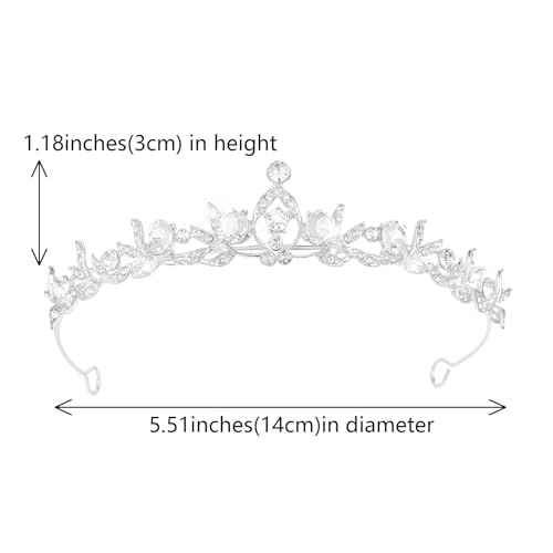 Crystal Tiaras & Crowns for Women, Bride Royal Queen Headband Princess Headpieces for Birthday Cake Crown & Prom Pageant Party