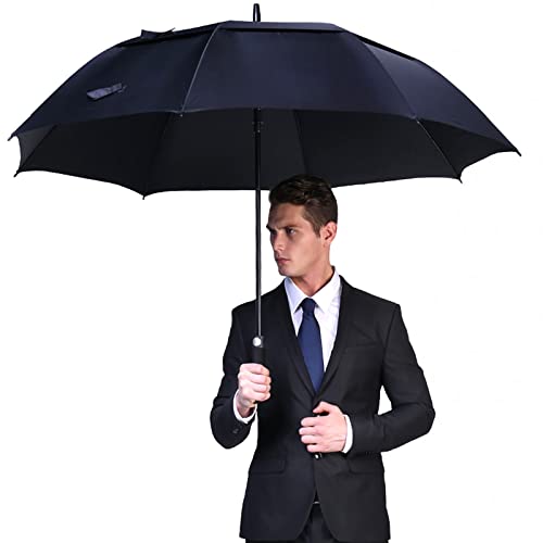 G4Free 62 Inch Automatic Open Golf Umbrella Extra Large Oversize Double Canopy Vented Windproof Waterproof Stick Umbrellas (Black)