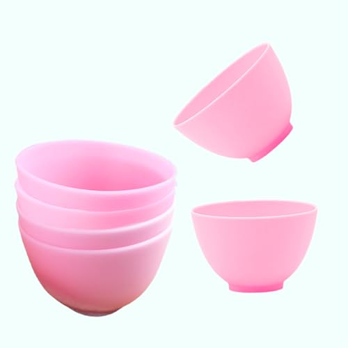 6 Pack Silicone Face Mask Mixing Bowls - Microwave & Freezer Safe, Non-Stick Esthetician Bowls for DIY Skincare, Clay Masks, Hair Color, 3.3-inch Esthetician Supplies(Pink)