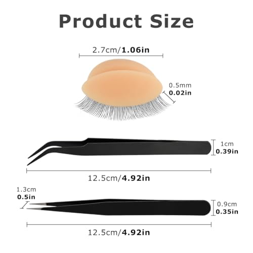 12pc Silicone Mannequin Eyelids with Lashes for Makeup Training