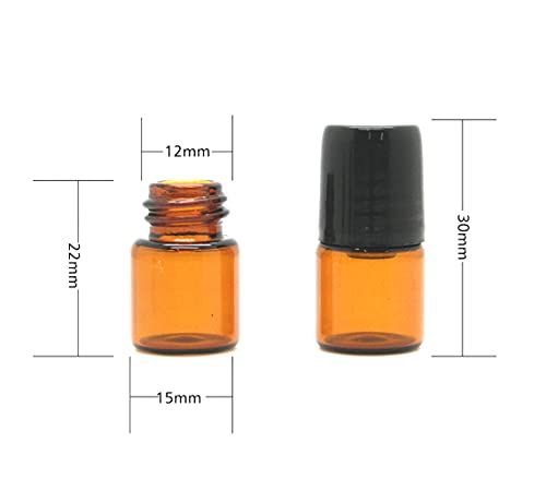 Furnido 25 Pack 1ml Amber Glass Roll-On Bottles for Essential Oils