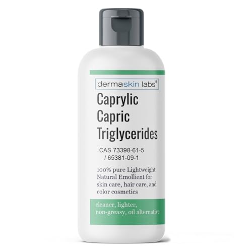 Caprylic Capric Triglycerides Cosmetic Grade Lightweight Natural Emollient from Coconut Oil Ultra Purified MCT Oil DIY Non-Greasy Moisturizer Base for Creams, Lotions, Serums, Hair, Body Oils