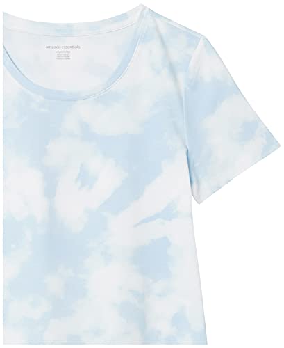 Amazon Essentials Women's Classic-Fit Short-Sleeve Crewneck T-Shirt, Pack of 2, Blue Tie Dye/White, X-Small