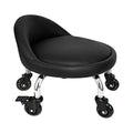 Rolling Stool with Backrest 450 Lbs High Weight Capacity PU Leather Roller Seat and Heavy-Duty Crystal Universal Wheels for Men Women Boy Girl Furniture Gift, Home Office Black