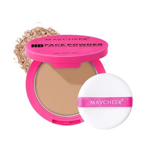 Pressed Powder Compact 6 Colors, Oil Control & Brightening Face Makeup