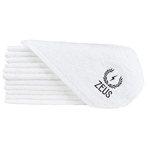 ZEUS Barbershop Steam Towels, 100% Cotton Spa & Barbershop Pre Shave Towels, Soft & Super Absorbent (White) 6 Pack