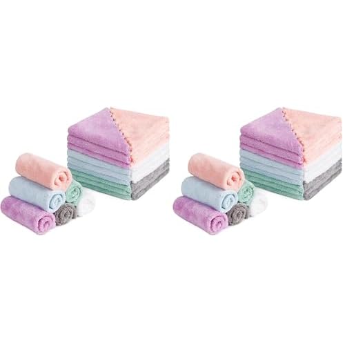 HOMEXCEL Premium Makeup Remover Cloth 48 Pack, Reusable Super Soft 7 x 7 Inch Facial Cleansing Cloths with Just Water, Highly Absorbent Microfiber Coral Velvet Face Towels Washcloths