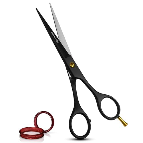 Black 6.5-inch Professional Hair Cutting Scissors - BarbaQo Razor Edge Shears