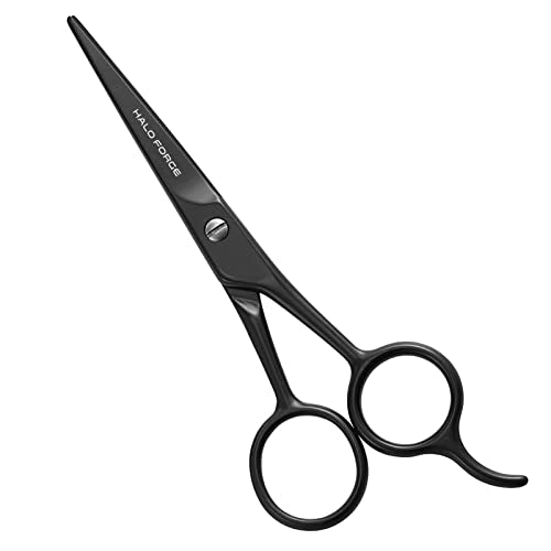 HALO FORGE Professional Mustache & Beard Scissors: Small Sharp Stainless Steel Beard Shears For Men Personal Care Precision Trimming Mustache, Facial Hair, Eyebrow, 5.5 Inch (Black)