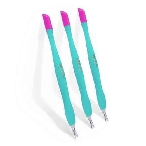 IVON 3pcs Cuticle Trimmer Pusher, Rubber Tip Soft on Nail Bed