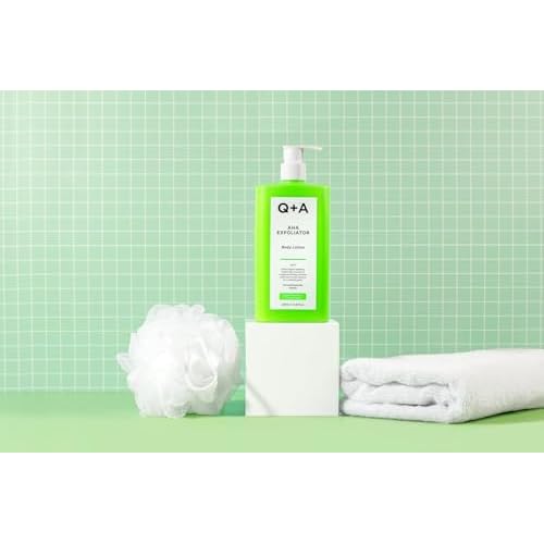Q+A AHA Exfoliator Body Lotion (250ml), Exfoliating, Smoothing Body Moisturizer with Lactic Acid, Glycolic Acid and Fruit AHAs, Body Butter Alternative, Vegan Body Care