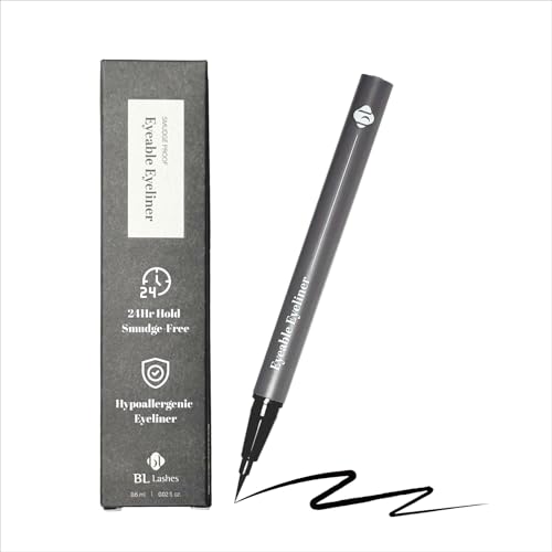BL Lashes Liquid Eyeliner ? 24Hr Long Lasting, Smudge Proof & Fade Resistant, Ultra Precision Brush Tip, Easy Removal Formula, Safe for Lash Extensions & Lift (Black, 0.5ml)