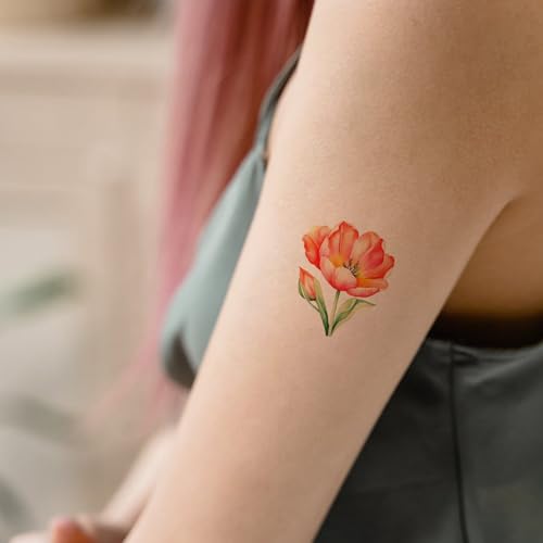 12 Black & White Watercolor Tulip Temporary Tattoos