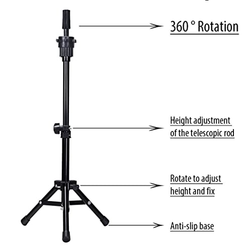 Ginogend 23 Inch Wig Head, Wig Stand Tripod with Head, Canvas Wig Head, Mannequin Head for Wigs, Manikin Canvas Head Block Set for Wigs Making Display, with Table Clamp, Wig Caps, Pins Set,