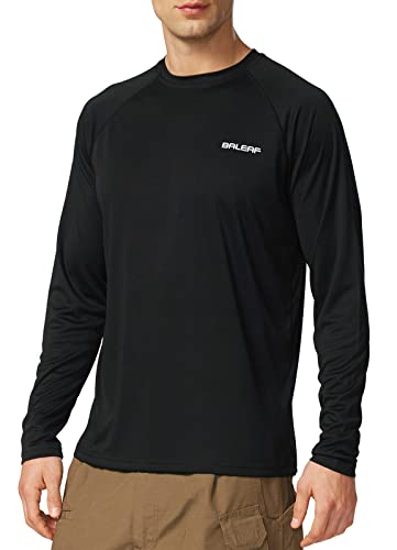 BALEAF Men's Rash Guard Shirts Fishing Long Sleeve UV Sun Protection SPF T-Shirts UPF 50+ Lightweight Beach Black Size S