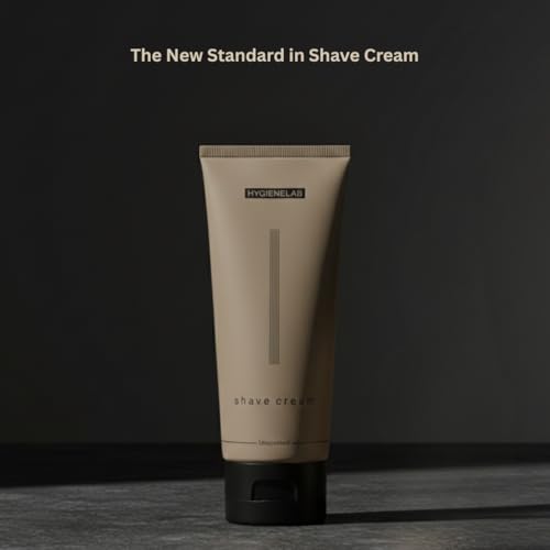 HygieneLab Shaving Cream, Yuka Rated 100/100 ? Fragrance-Free, Non-Toxic Formula with Aloe Vera & Shea Butter, Hydrating for Sensitive Skin, Helps Reduce Razor Burn (6.76 oz)