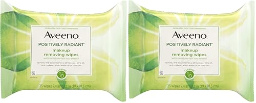 Aveeno Positively Radiant Makeup Removing Wipes, 25ct (Pack of 2)