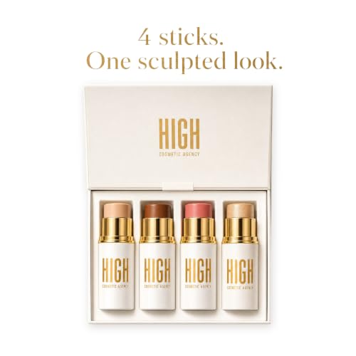 Vegan Face Sculpting Kit - 4 Cream Sticks for Contour, Blush, Highlighter