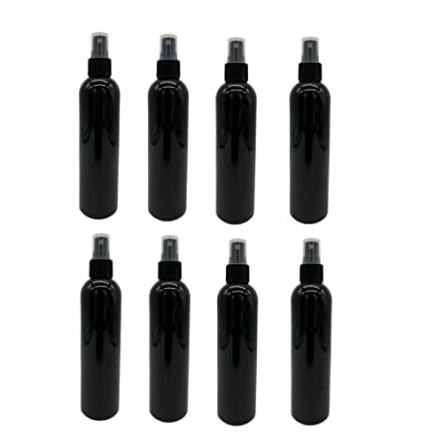 Natural Farms 8 oz Black Cosmo Plastic Spray Bottles -8 Pack Empty Spray Bottle Refillable - BPA Free - Essential Oils - Aromatherapy | Black Fine Mist Sprayers with Dust Caps - Made in the USA