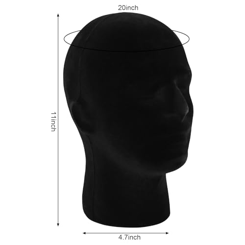2 Pack Black Velvet Mannequin Head Wig Stand 11"