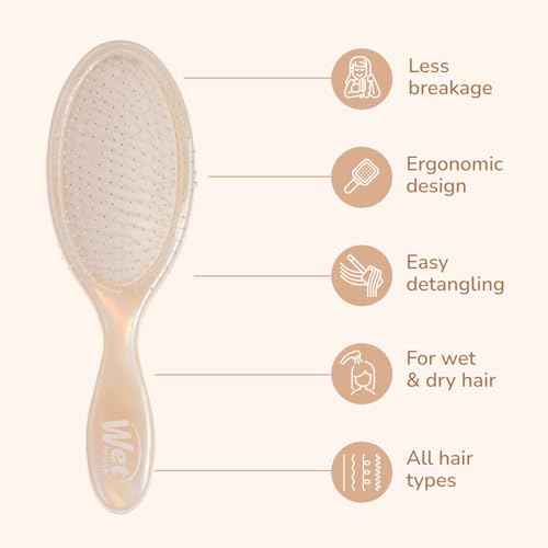 Wet Brush Original Detangler & Mini Hair Brush Gift Pack, Cream (Iridescence Icon) - IntelliFlex Bristles - Detangling Brush Glides Through Tangles For All Hair Types (Wet & Dry), Limited Edition