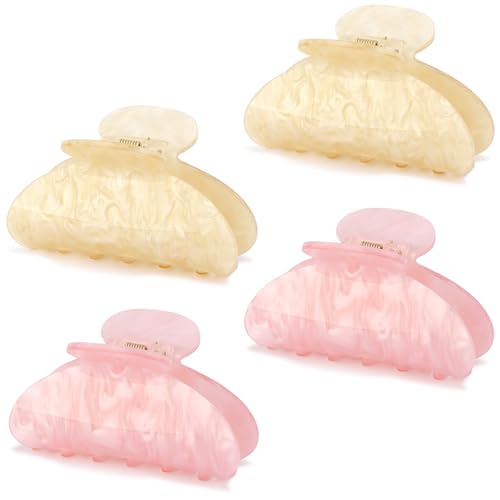Acrylic Claw Hair Clips - 4 Pack Medium (Pink & Yellow)