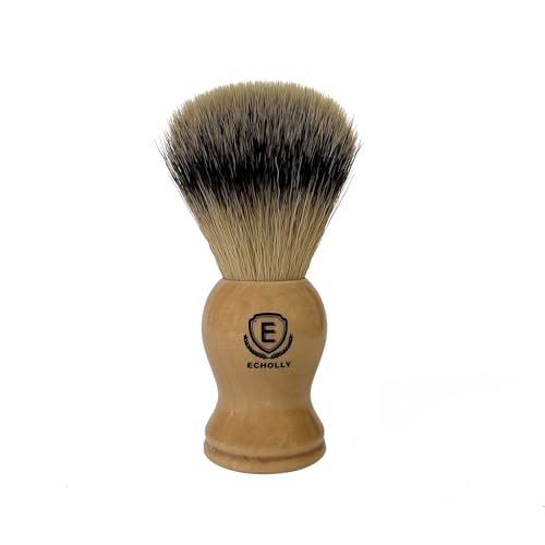 Premium Shaving Brushes For Men by Echolly-Super Strong NO Shed Bristle Wood Handle Shave Brushes-Wood Handle Legacy Shave Brush-Rich and Fast Lather Shaving Cream Brush (Classic Beech)