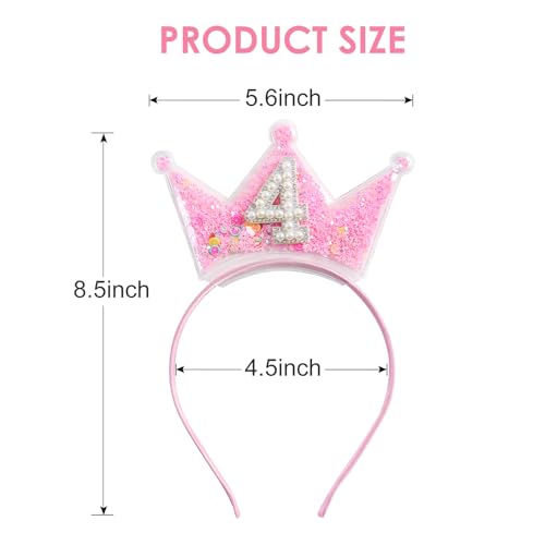 Fancheer Pink Birthday Crown Headband for Toddler Girls 2-8