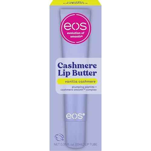 eos Cashmere Lip Butter - Vanilla Cashmere, Plumping Peptides, Smoothing, eos Lip Butter, Shea Butter, Lip Mask, Lip Moisturizer, Soft Lips, 0.35 fl oz