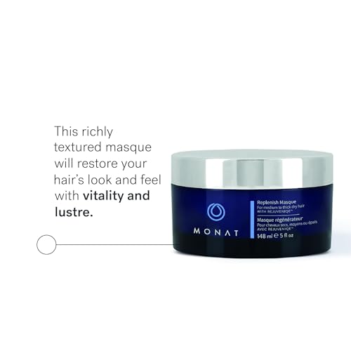 MONAT Replenish¢â Masque Infused with Rejuveniqe¢ç - Hair Masque that Deeply Condition Medium to Thick Hair. Hydrating Hair Mask w/Pea Extract & Vegan UV Protectant - Net Wt. 148 ml ? 5.0 fl. oz.