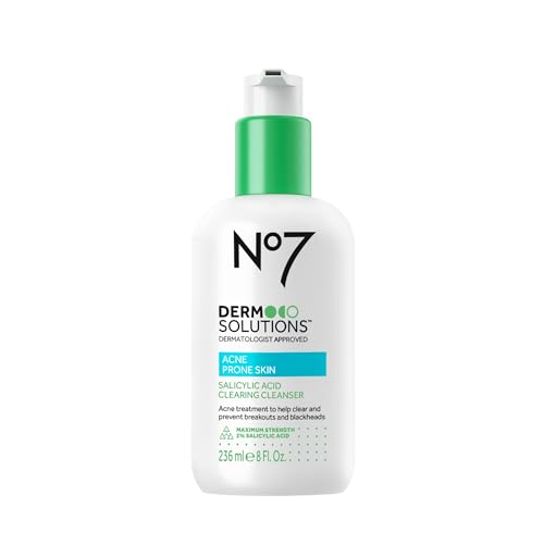 No7 Derm Solutions Salicylic Acid Facial Cleanser - Exfoliating Face Wash with 2% Salicylic Acid + 4% Niacinamide - Acne Prone Skin Care for Radiant, Blemish Free Skin (6.7 fl oz)