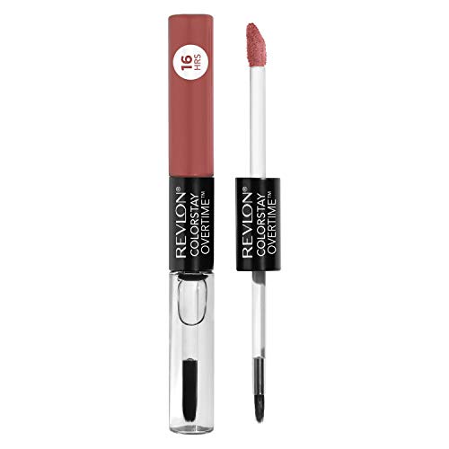 REVLON Liquid Lipstick with Clear Lip Gloss, ColorStay Overtime Lipcolor, Dual Ended with Vitamin E in Plums & Berries, 360 Endless Spice, 0.07 Oz