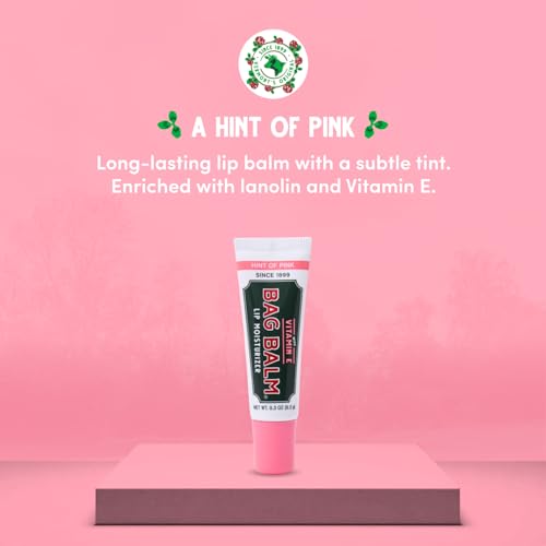 Vermont's Original Bag Balm Moisturizing Lip Balm with Vitamin E | Pack of 4 0.3oz Tubes (4 Pack, Hint of Pink)