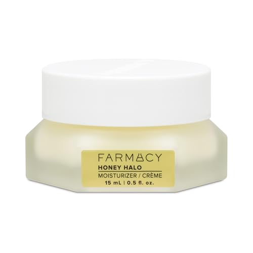 Farmacy Ceramide Face Moisturizer - Honey Halo Ultra Hydrating Facial Moisturizer with Buckwheat Honey + Ceramides - Helps Restore Barrier + Replenish Dryness - Plumping Skin Care for Dry Skin (15ml)