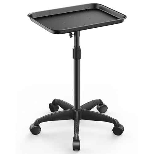 Salon Tray, Adjustable Height Salon Rolling Tray Cart with Wheels, Aluminum Hairstylist Color Tattoo Tray with Wheels for Salon&Spa Use(36inch)