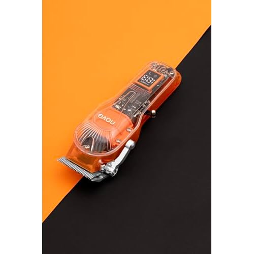 Nave Cordless Hair Clippers for Men ? Professional Zero Gap T-Blade Trimmer, Rechargeable, LCD Display, Adjustable Blade & Combs ? Home & Barbershop Use (Orange)
