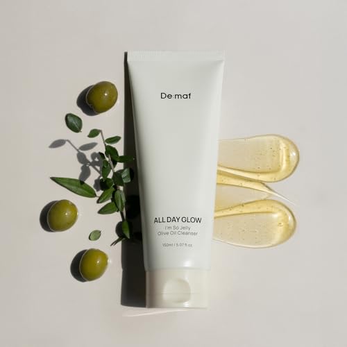 De:maf All Day Glow I'm So Jelly Olive Oil Cleanser(Tube), 76.8% Olive Oil, Jelly-like Makeup Remover for Pore Cleanse, Suitable for Sensitive Skin, Korean Skincare (150ml, 5.07, Fl Oz)