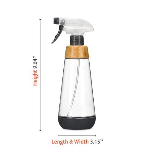 Gray 16oz Refillable Glass Spray Bottle with Bamboo & Silicone - Multi-Use