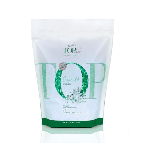 Italwax Top Line Emerald Hard Wax Beads 1.65 lb (750 g) ? Ultra-Flexible Unscented Jelly Wax for Large Areas, Thin-Layer Application for Arms & Legs, Professional Use ? Made in Italy