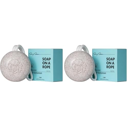 MARLOWE. No. 069 Soap On A Rope Body Exfoliator Scrub Soap Bar 4.85 Oz with Pumice, Apricot Seed Powder, Shea Butter & Olive Oil, Formula with No Parabens & Sulfates, Santal Scent (Pack of 2)