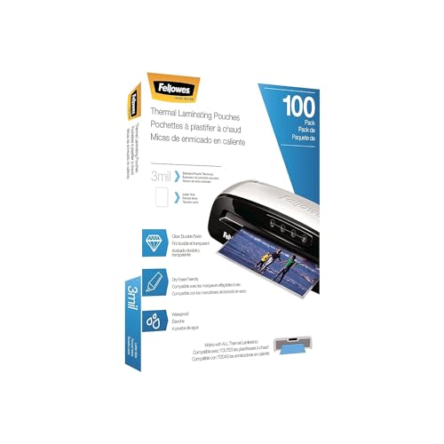 Fellowes Thermal Laminating Pouches/Sheets, Letter Size 9 x 11.5-Inches, 3 mil, 100 Pack (5743301)