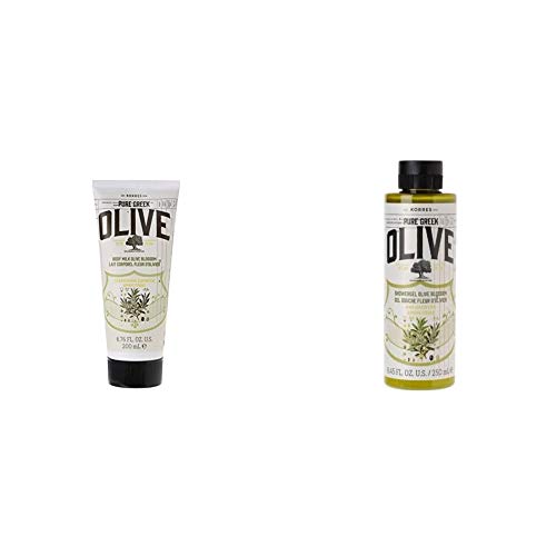 KORRES Greek Olive Blossom Hydrating Body Duo, includes Body Cream 6.76 fl oz and Shower Gel 8.45 fl oz in Olive Blossom scent, 2 Piece Set