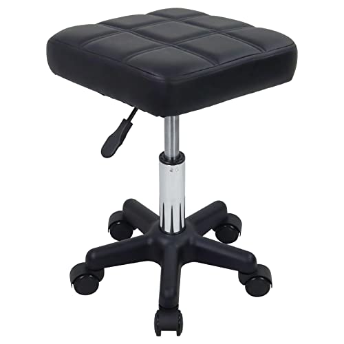 FURWOO Square Swivel Stool with Wheels - Height Adjustable Salon Massage